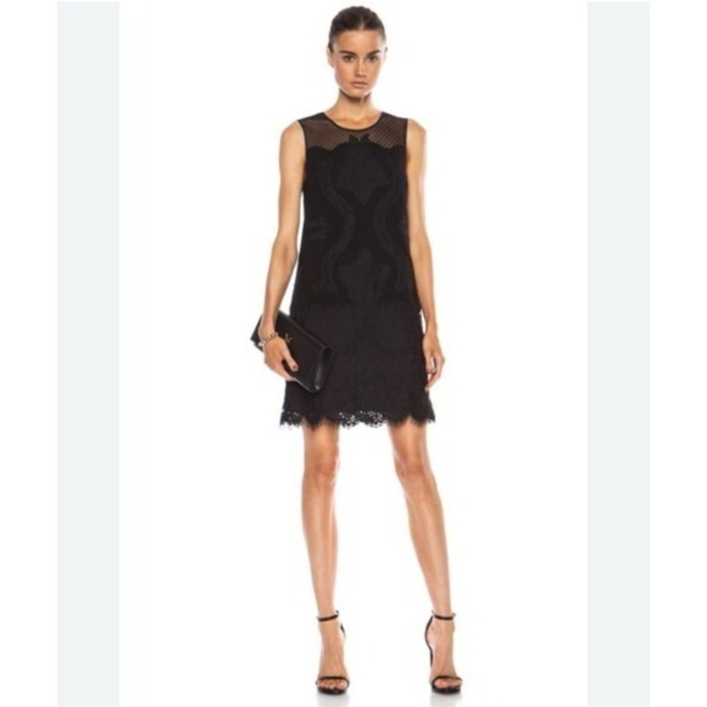 Diane Von Furstenberg Dress Womens Black Lace Mesh Cocktail D895001O14 Size 4